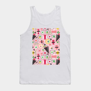 Paper cut geo sushi // pattern // pastel pink background Tank Top